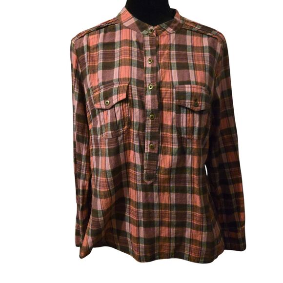 Sundance Tunic L Cotton Pink Plaid Preppy Fall Autumn Girly Grunge - Picture 1 of 8